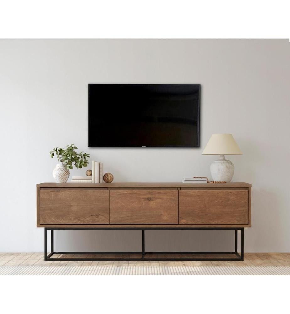 Meuble TV, Noyer Noir, Panneau de particules mélaminé