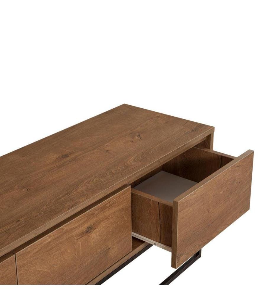 Meuble TV, Noyer Noir, Panneau de particules mélaminé