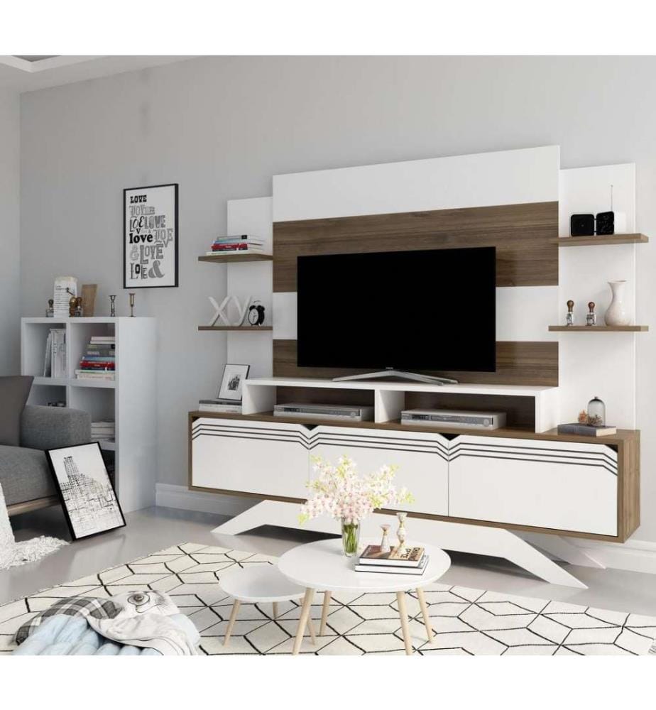 TV-Element, Nussbaum weiss, Melaminbeschichtete Spanplatte