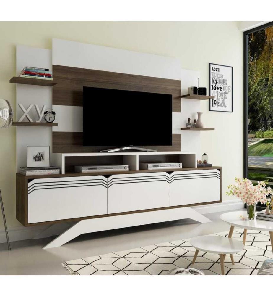 TV-Element, Nussbaum weiss, Melaminbeschichtete Spanplatte