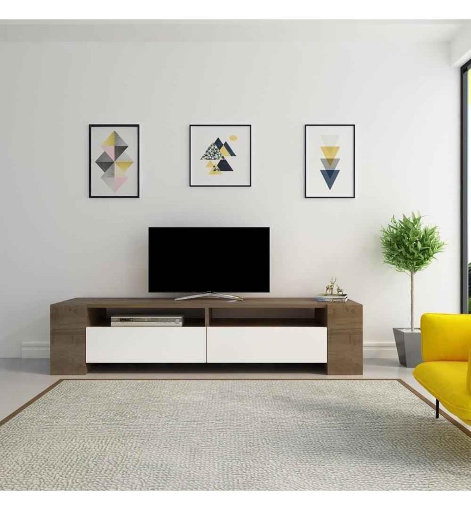 Meuble TV, Noyer Blanc, Panneau de particules mélaminé