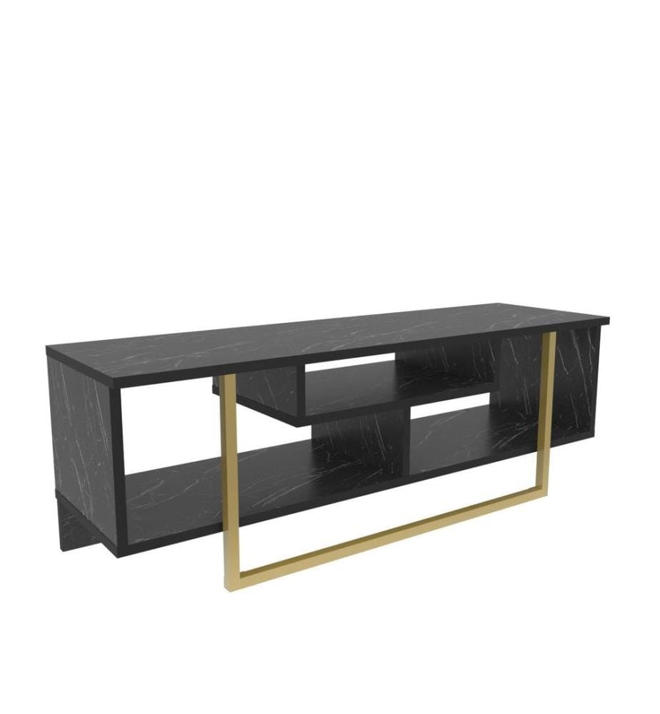 Meuble TV, Black Gold, panneau de particules mélaminé