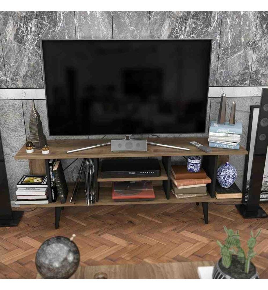 Meuble TV, Noyer Noir, Panneau de particules mélaminé