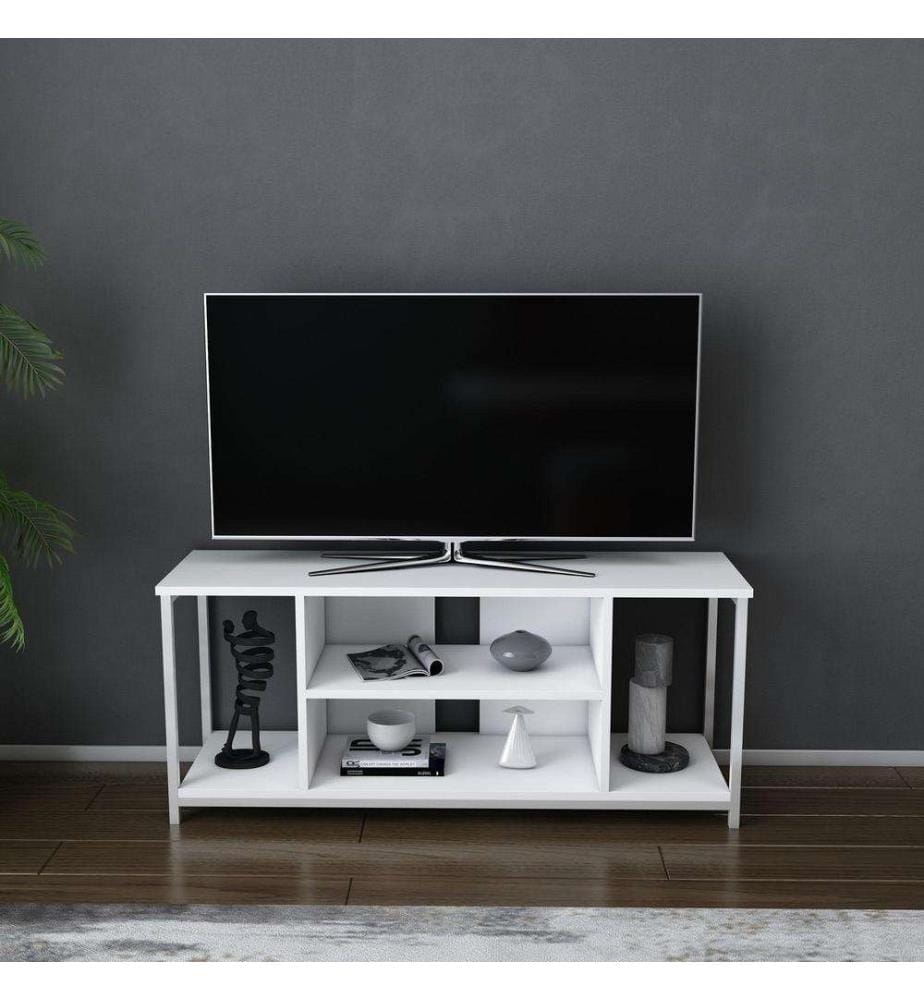 Meuble TV, blanc, panneau de particules mélaminé