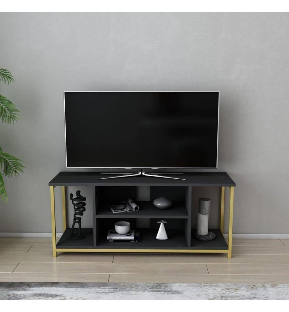 Meuble TV, Anthracite Gold, panneau de particules mélaminé