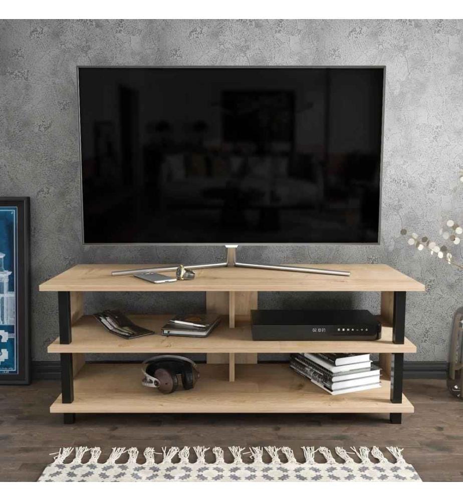 TV-Ständer, Eiche schwarz, melaminbeschichtete Spanplatte