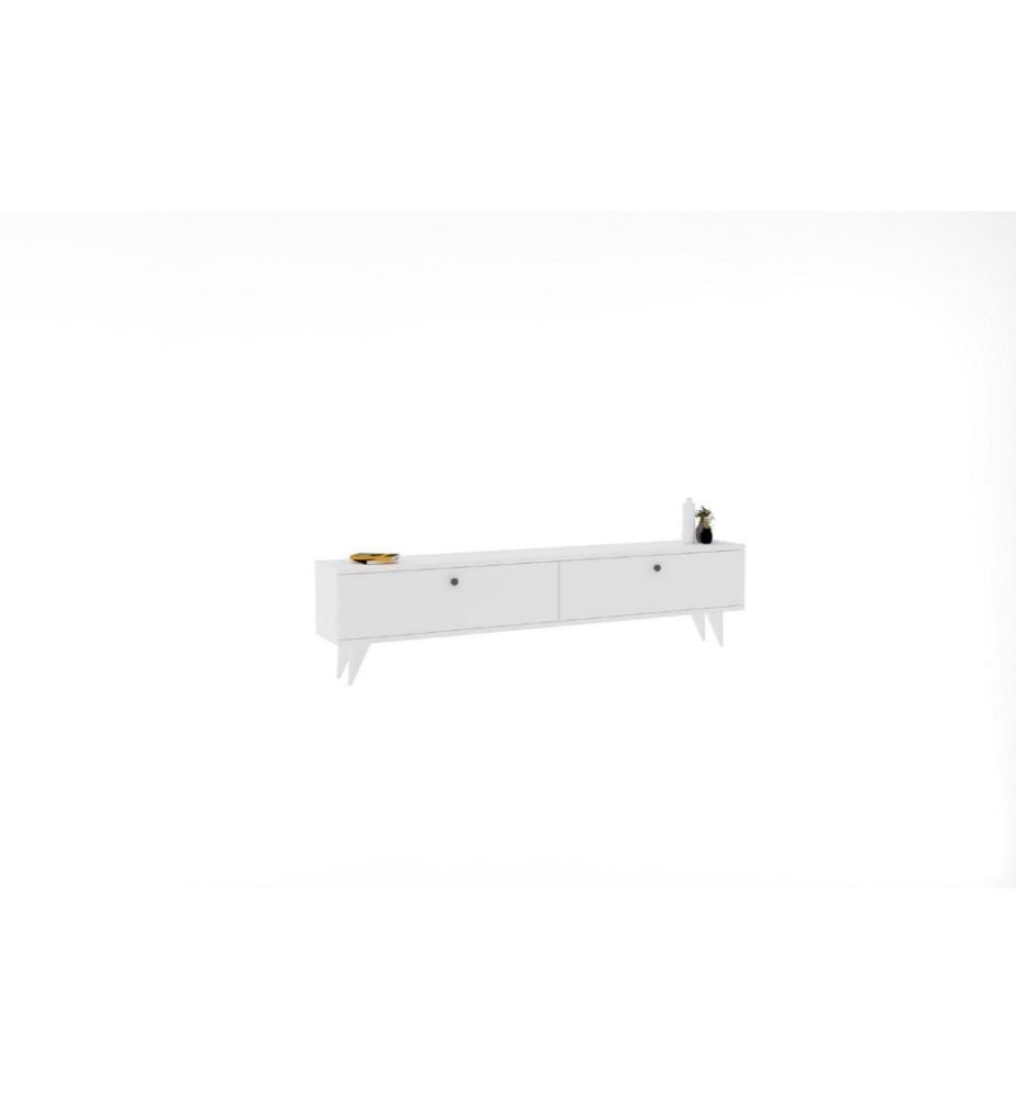 Meuble TV, blanc, panneau de particules mélaminé