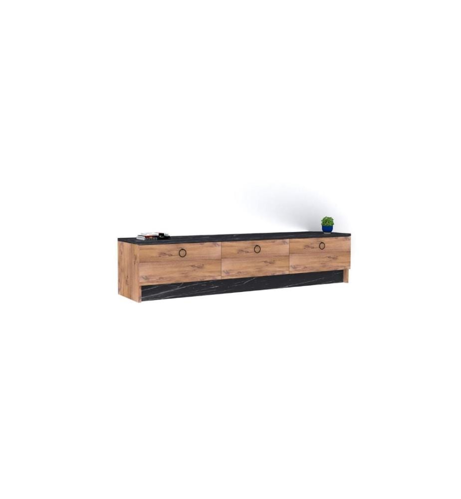 Meuble TV, Black Sapphire, panneau de particules mélaminé