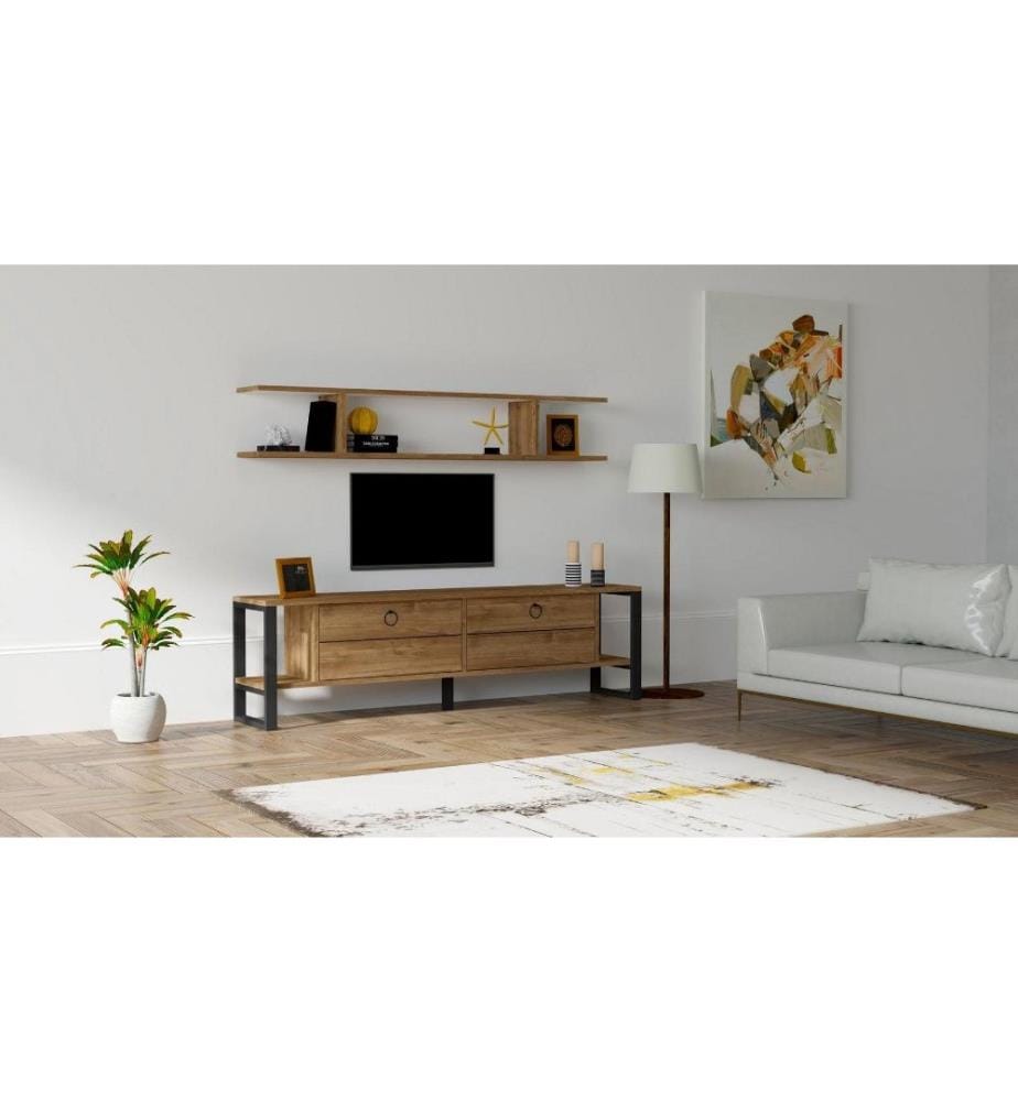 TV-Element, Nussbaum, Melaminbeschichtete Spanplatte