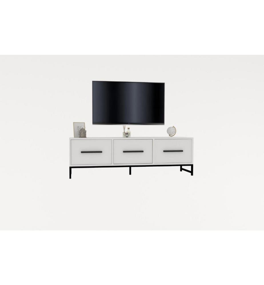 Meuble TV, blanc, panneau de particules mélaminé