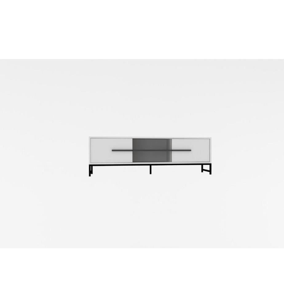 Meuble TV, blanc, panneau de particules mélaminé