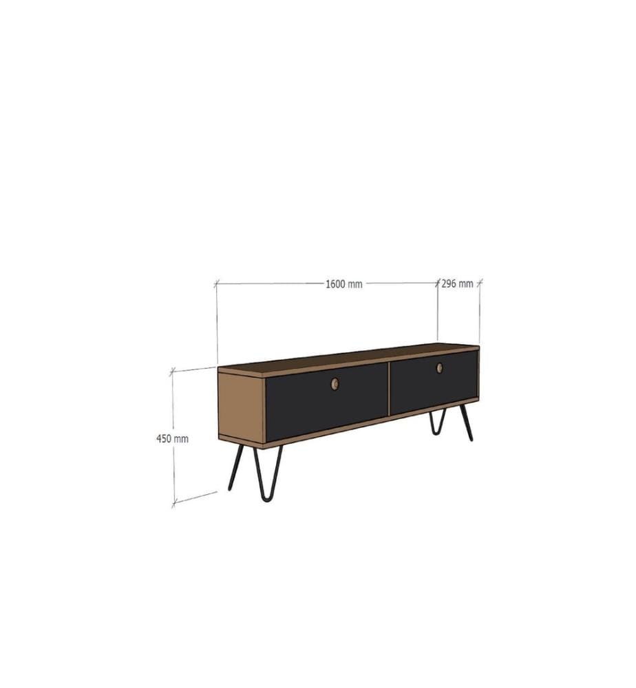 TV-Element, Atlantic Pine Schwarz, Melaminbeschichtete Spanplatte