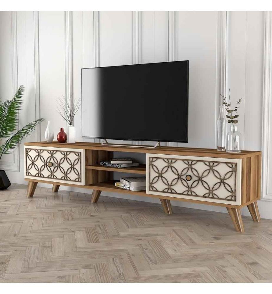 Meuble TV, noyer crème, panneau de particules mélaminé