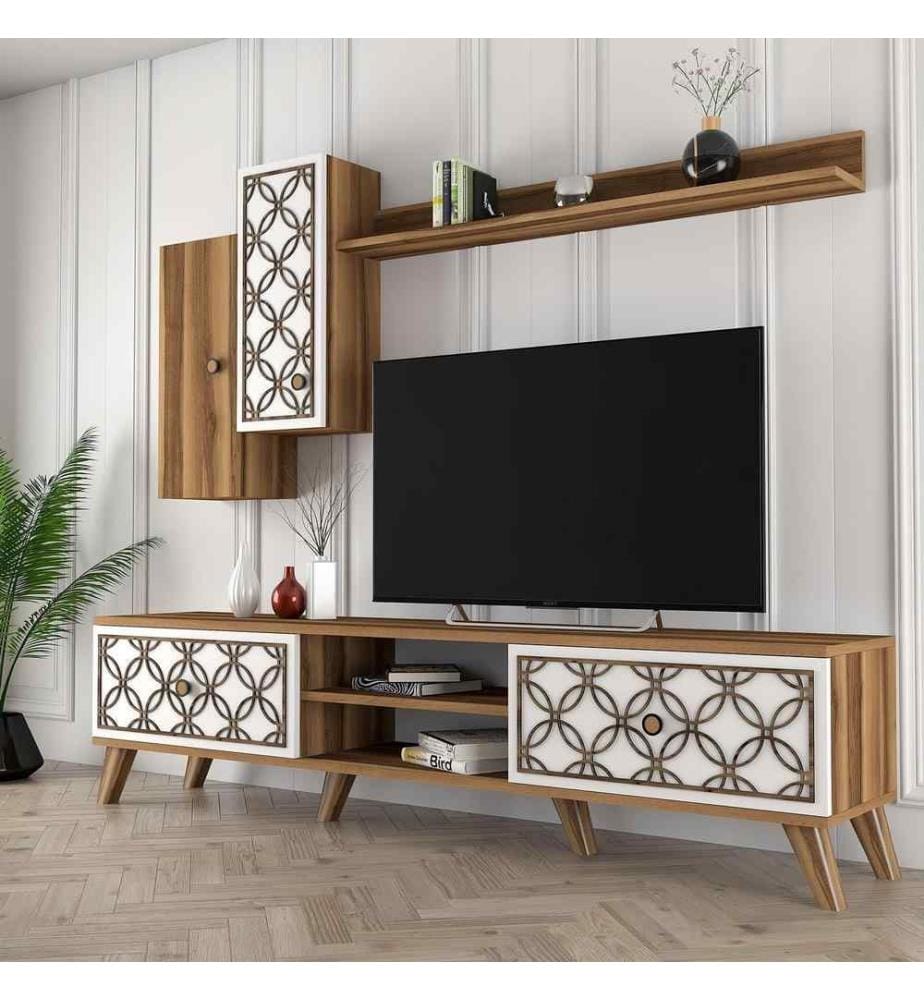 TV-Element, Nussbaum weiss, Melaminbeschichtete Spanplatte