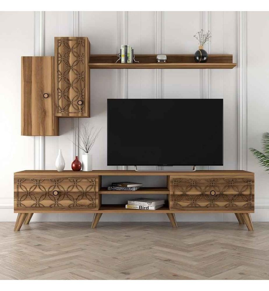 TV-Element, Nussbaum, Melaminbeschichtete Spanplatte
