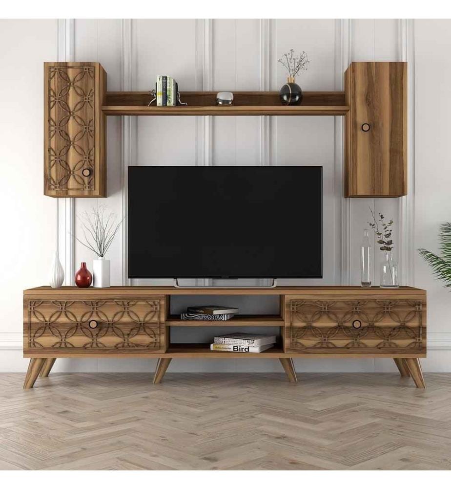 TV-Element, Nussbaum, Melaminbeschichtete Spanplatte