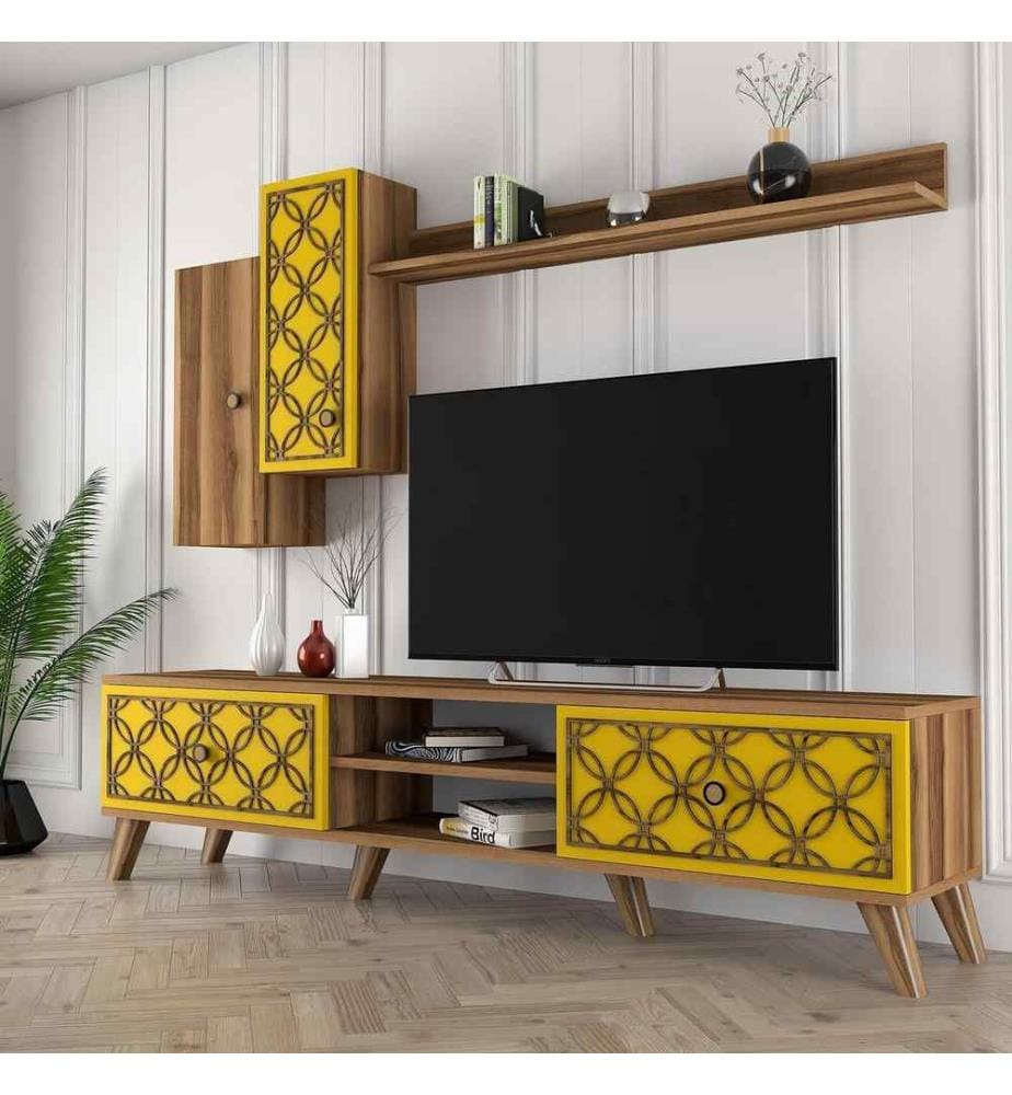 TV-Element, nussbaumgelb, melaminbeschichtete Spanplatte