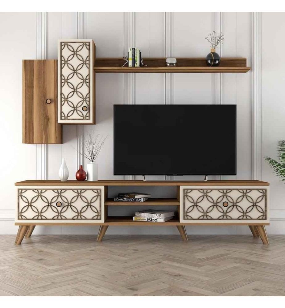 TV-Element, Nussbaum creme, Melaminbeschichtete Spanplatte