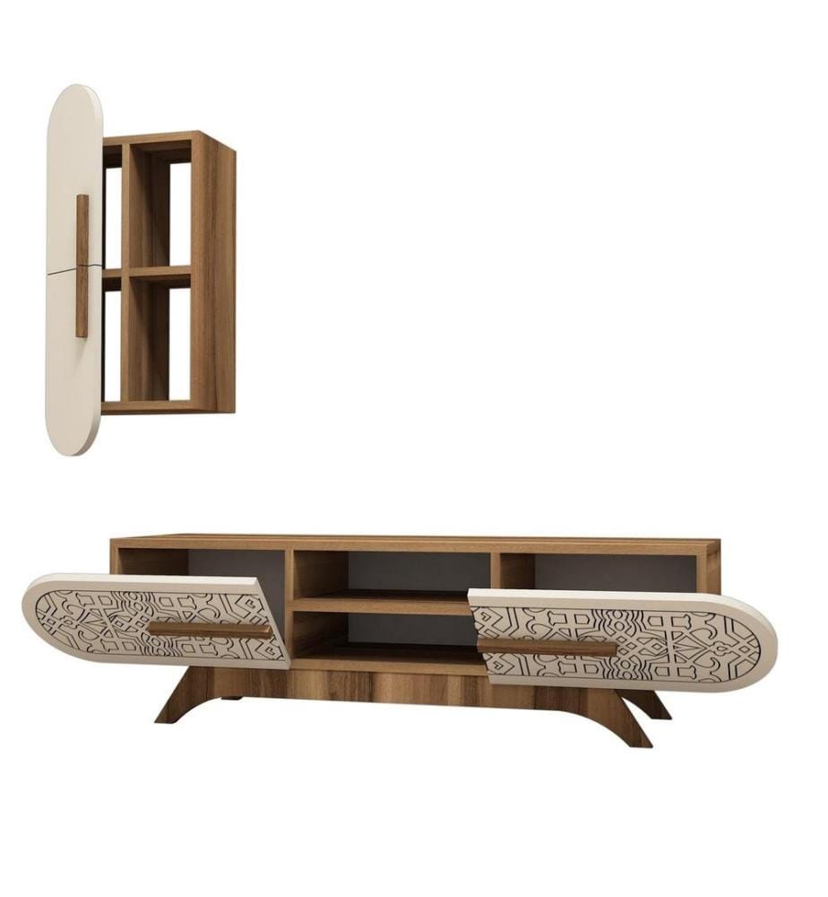 TV-Element, Nussbaum creme, Melaminbeschichtete Spanplatte