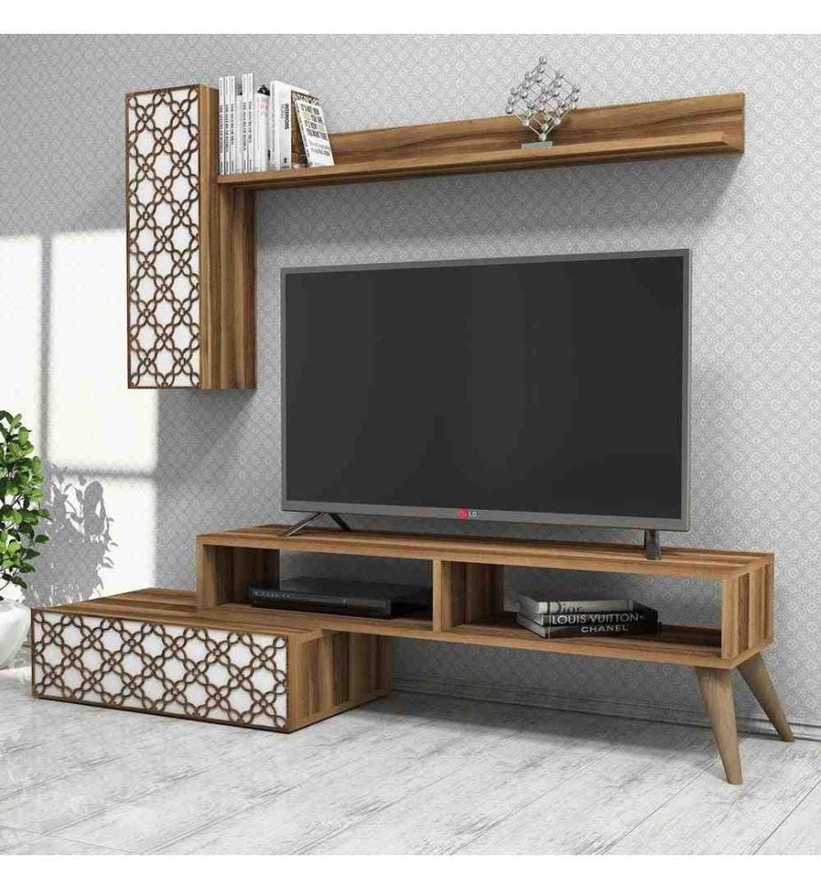 TV-Element, Nussbaum weiss, Melaminbeschichtete Spanplatte