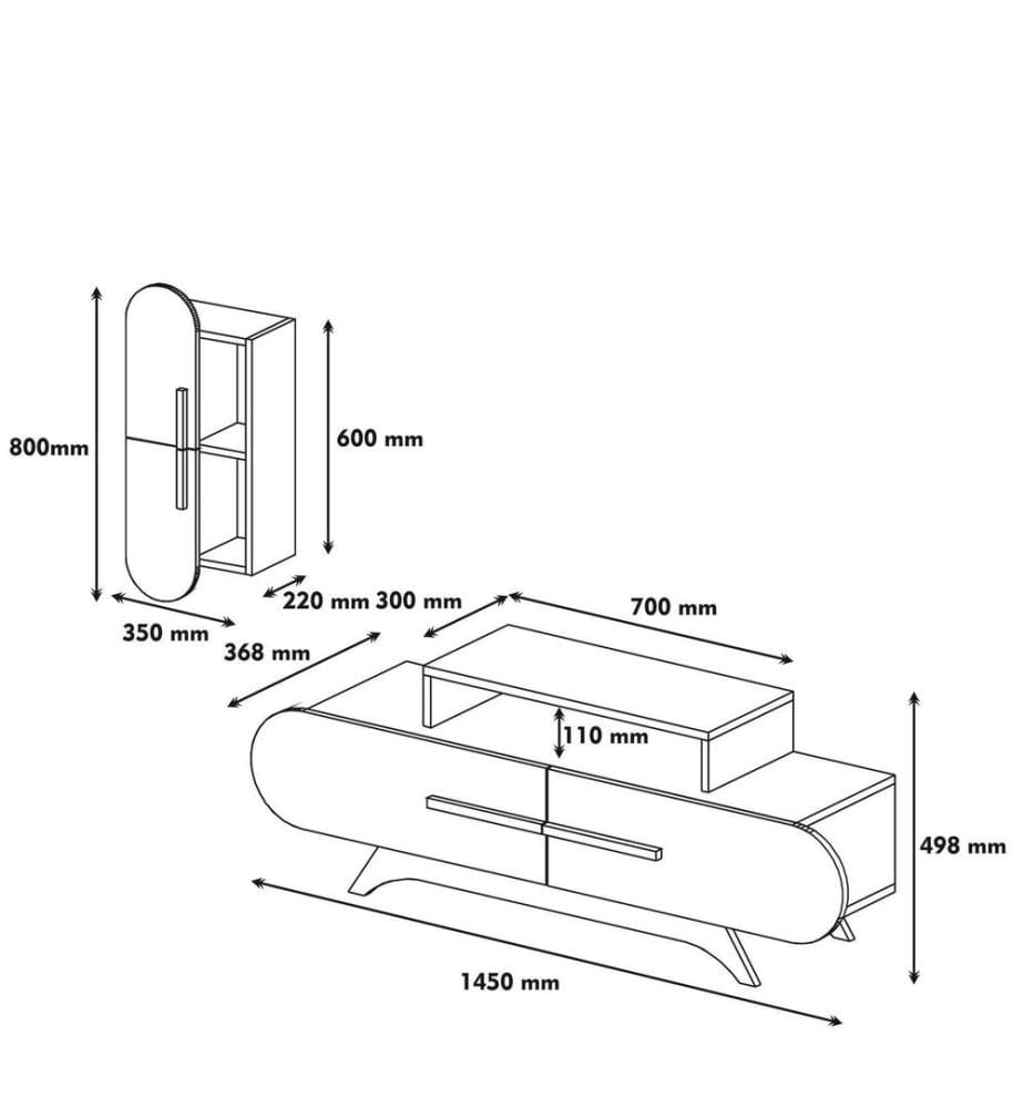 TV-Element, nussbaumgelb, melaminbeschichtete Spanplatte