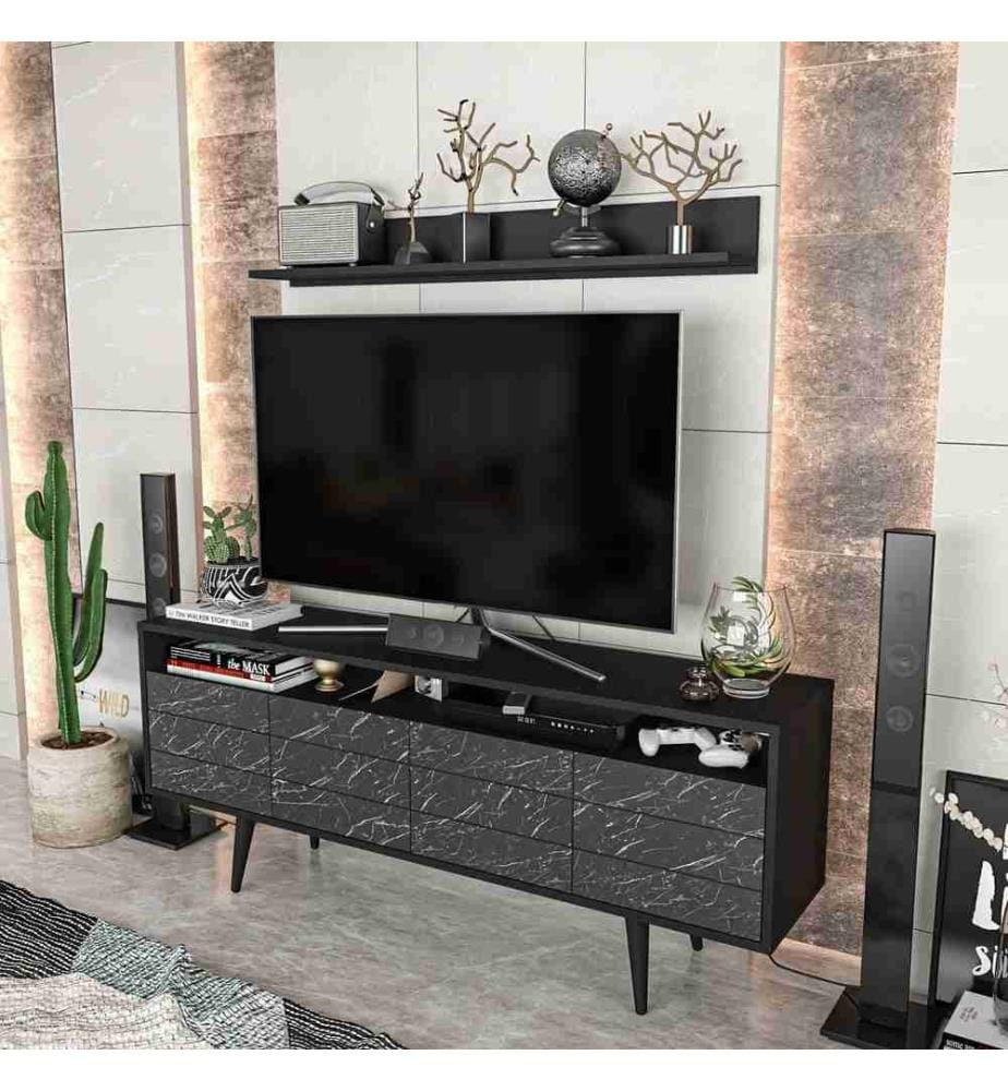 TV-Element, Schwarz, Melaminbeschichtete Spanplatte