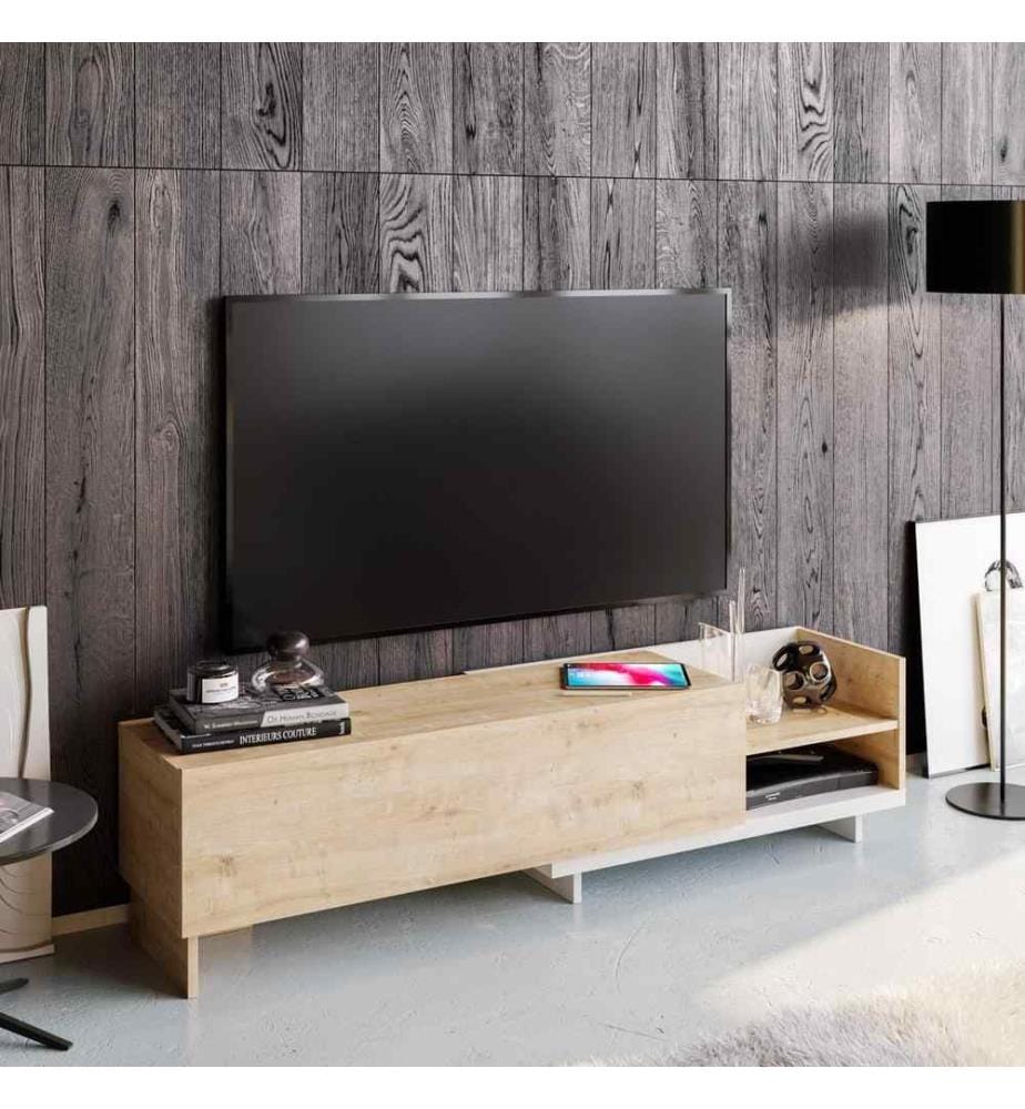 TV-Ständer, Weiss Saphir, Melaminbeschichtete Spanplatte