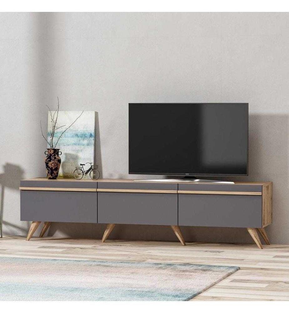 TV-Ständer, Anthrazit, Melaminharzbeschichtete Spanplatte