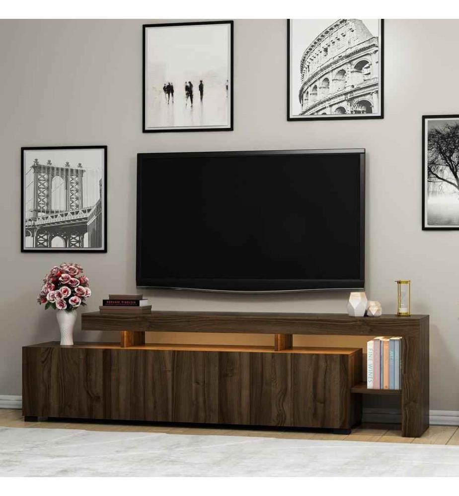 Meuble TV, noyer, panneau de particules mélaminé
