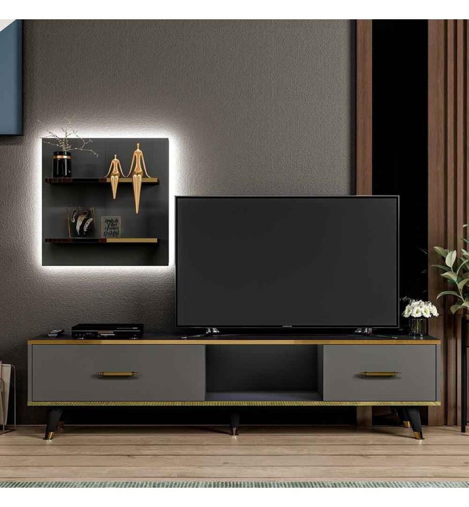 Meuble TV, Anthracite, Panneau de particules mélaminé