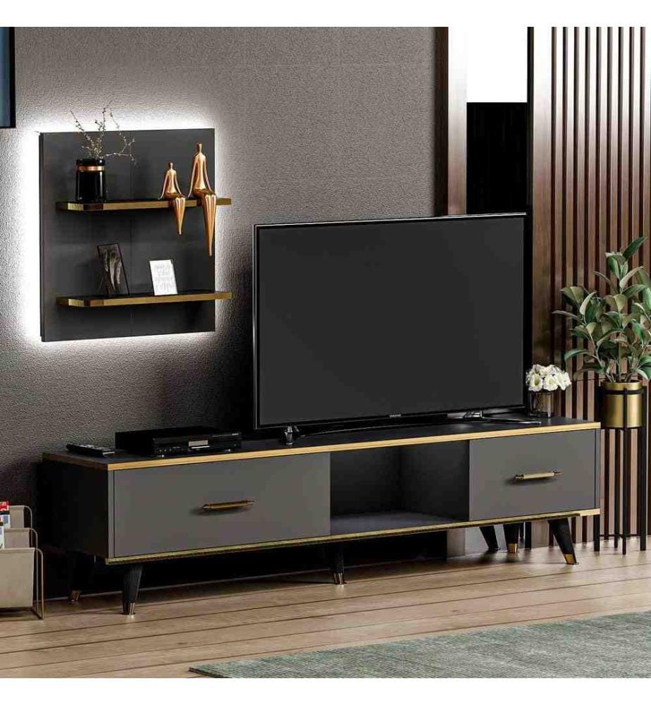 Meuble TV, Anthracite, Panneau de particules mélaminé