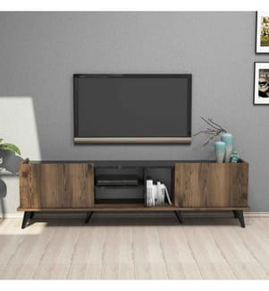 Meuble TV, Noyer Noir, Panneau de particules mélaminé