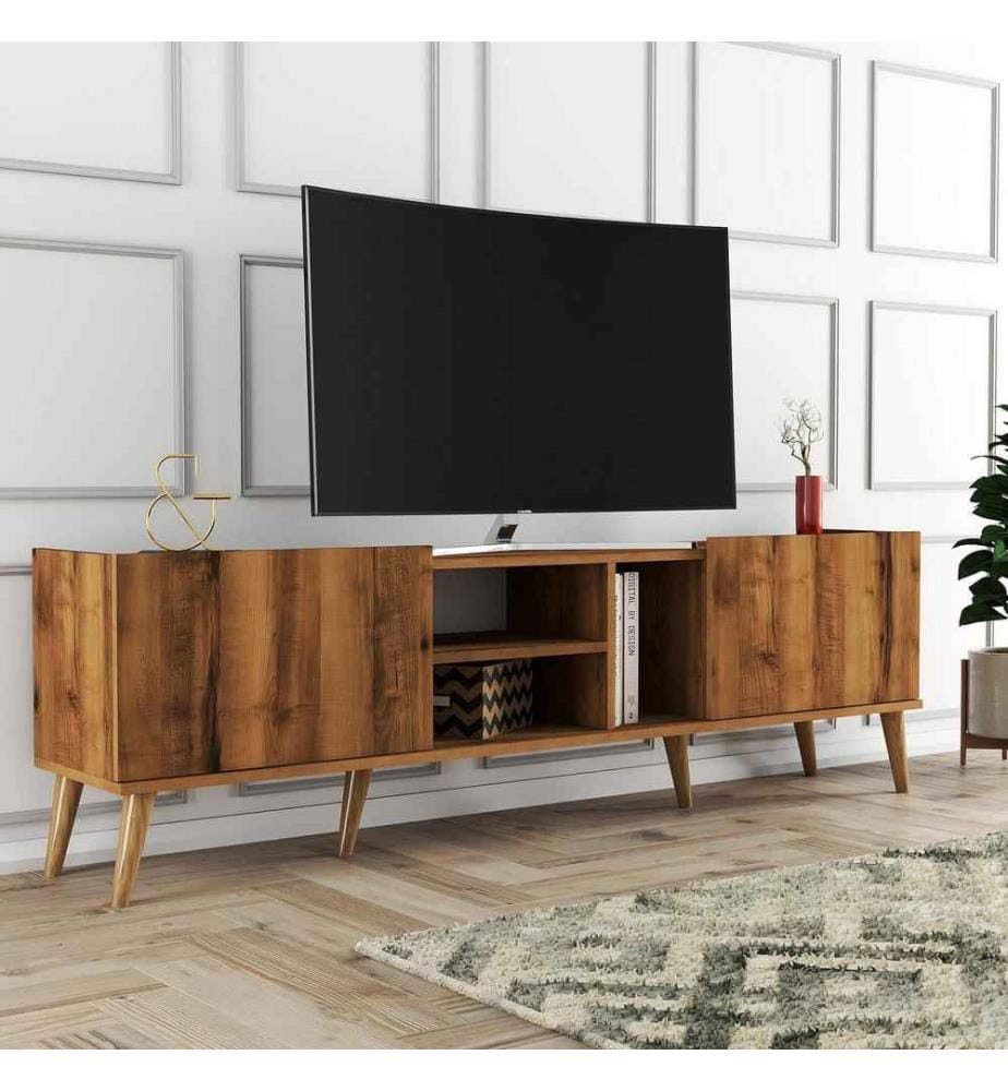 Meuble TV, noyer, panneau de particules mélaminé