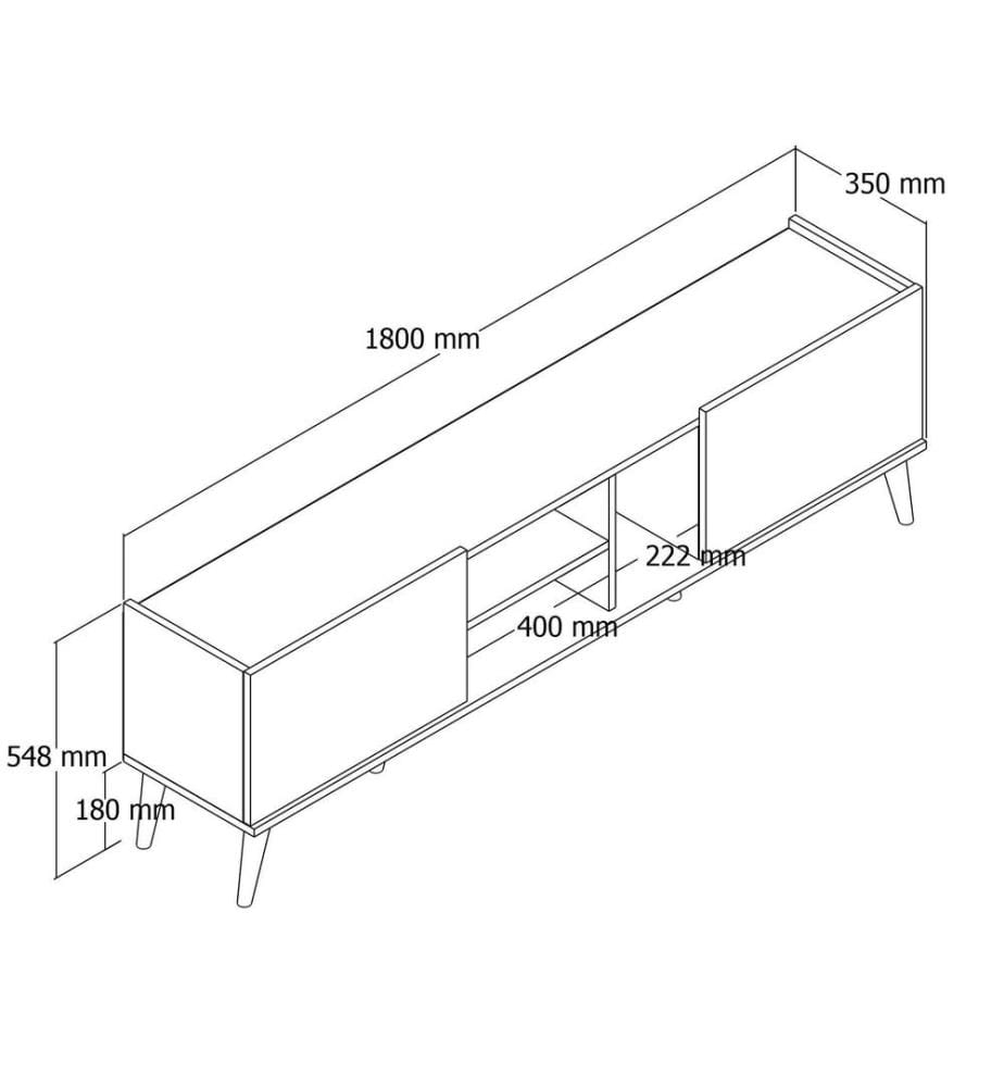 Meuble TV, noyer, panneau de particules mélaminé