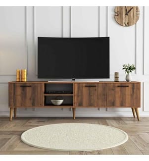 Meuble TV, noyer, panneau de particules mélaminé