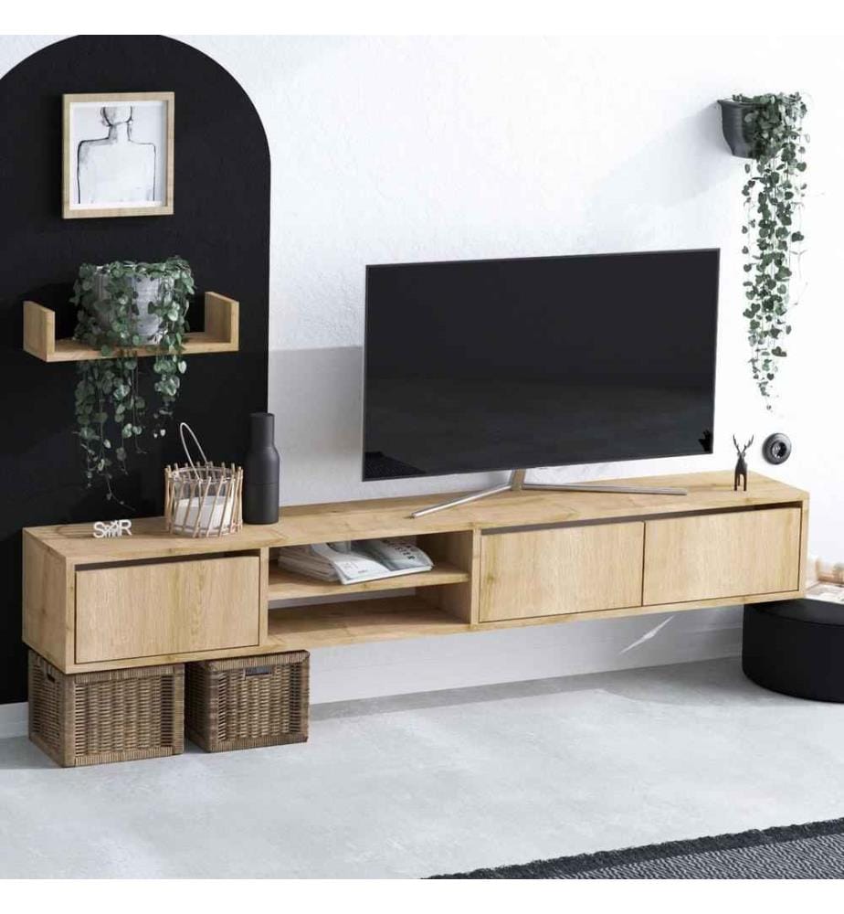 TV Unit, Sapphire Oak, Melamine Coated Particle Board