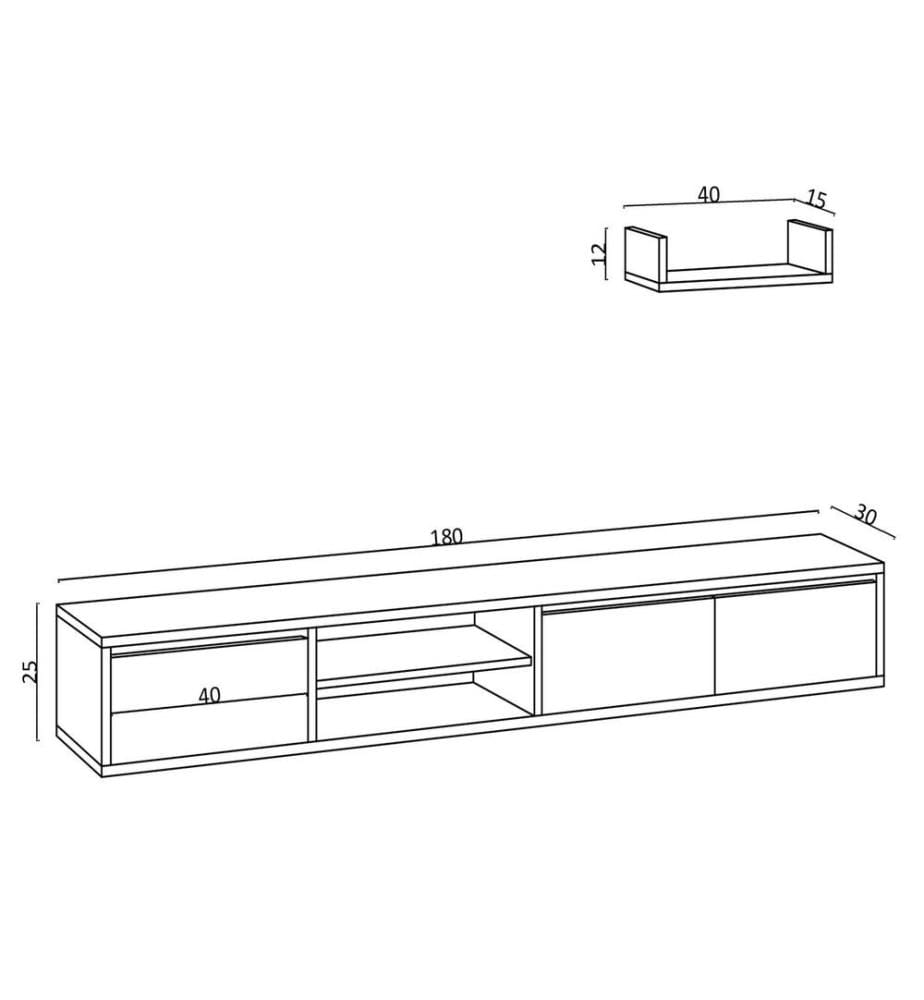 TV Unit, Sapphire Oak, Melamine Coated Particle Board