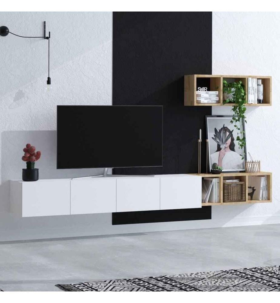 TV-Element, Eiche weiss, melaminbeschichtete Spanplatte