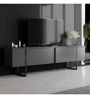 Meuble TV, noir anthracite, panneau de particules mélaminé