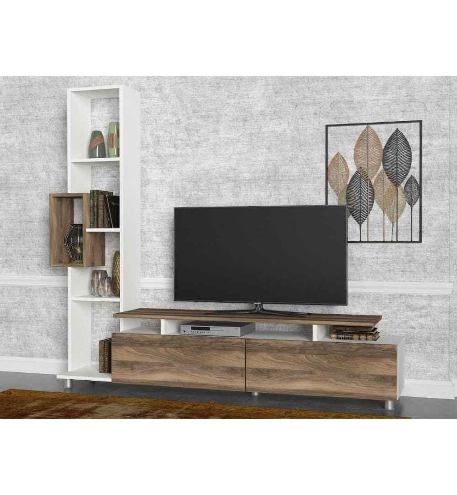 TV-Element, Nussbaum weiss, melaminbeschichtete Spanplatte