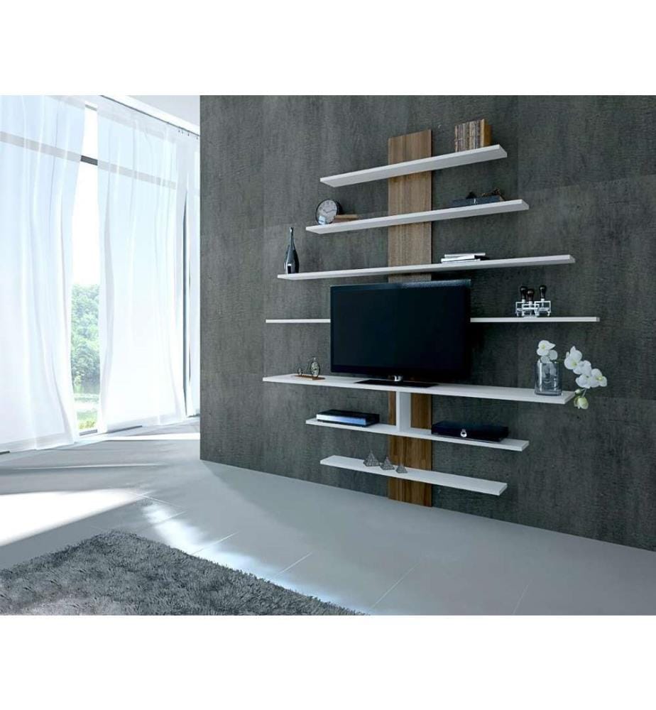TV-Element, Nussbaum weiss, melaminbeschichtete Spanplatte