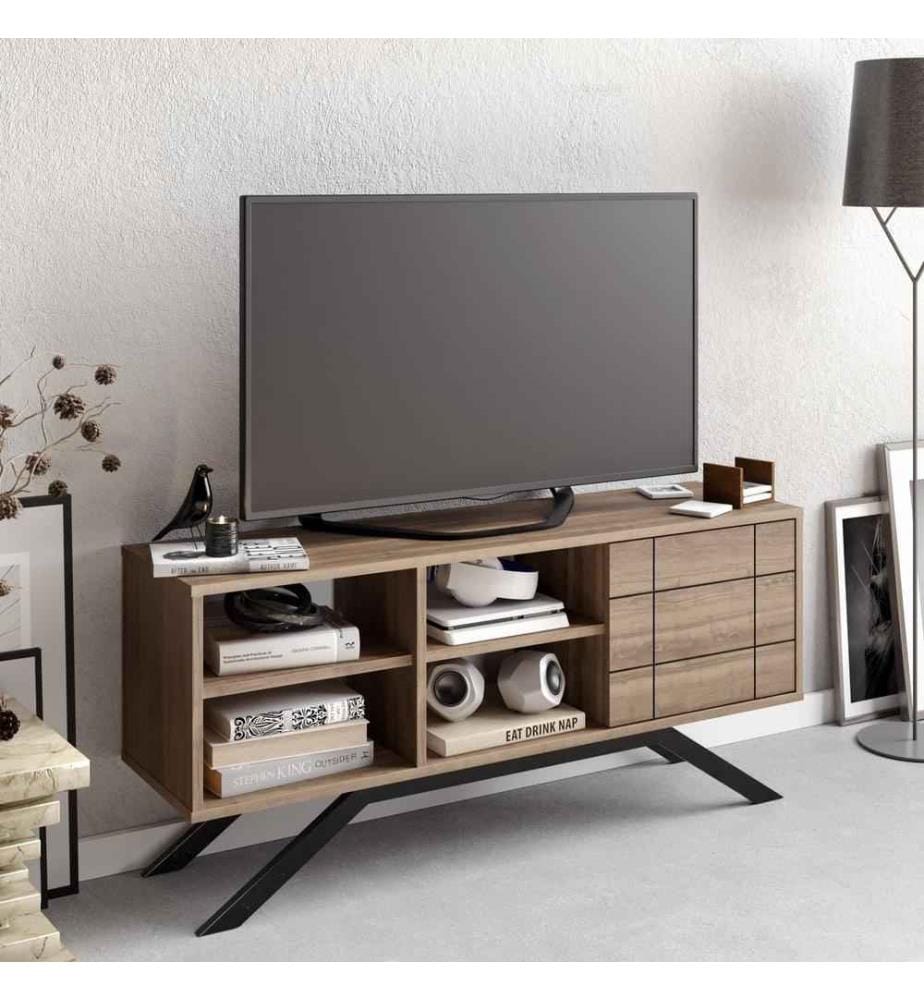 Meuble TV, noyer noir, panneau de particules mélaminé