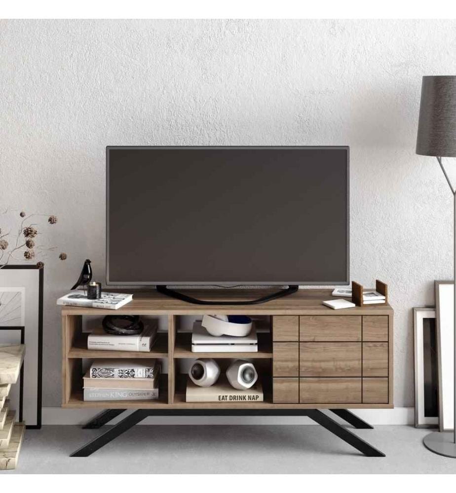 Meuble TV, noyer noir, panneau de particules mélaminé