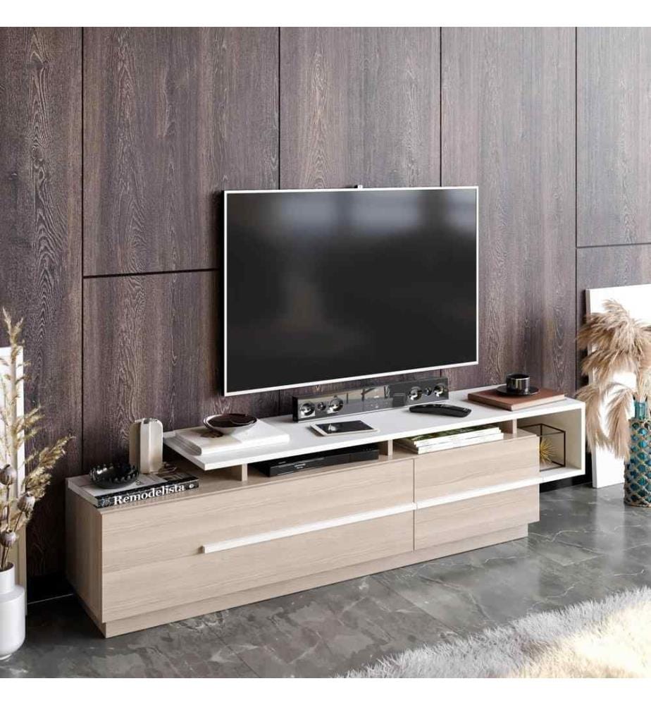 TV-Ständer, Cordoba Weiss, Melaminbeschichtete Spanplatte