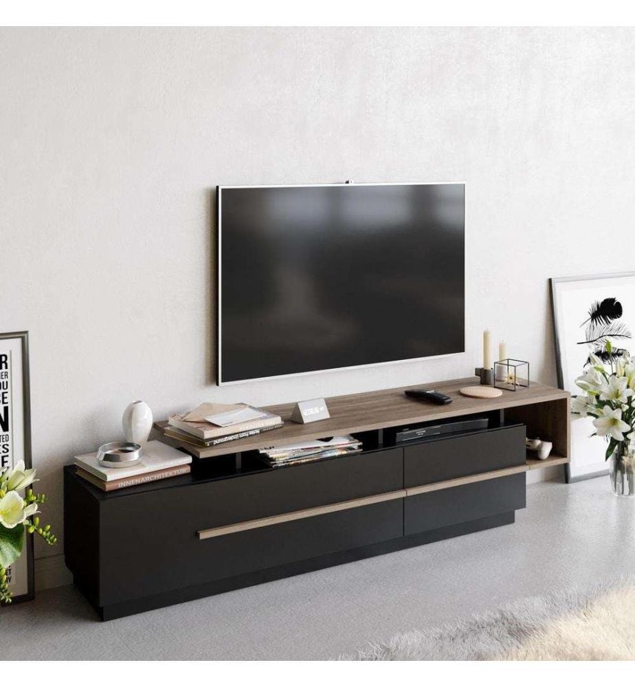 Meuble TV, noyer noir, panneau de particules mélaminé
