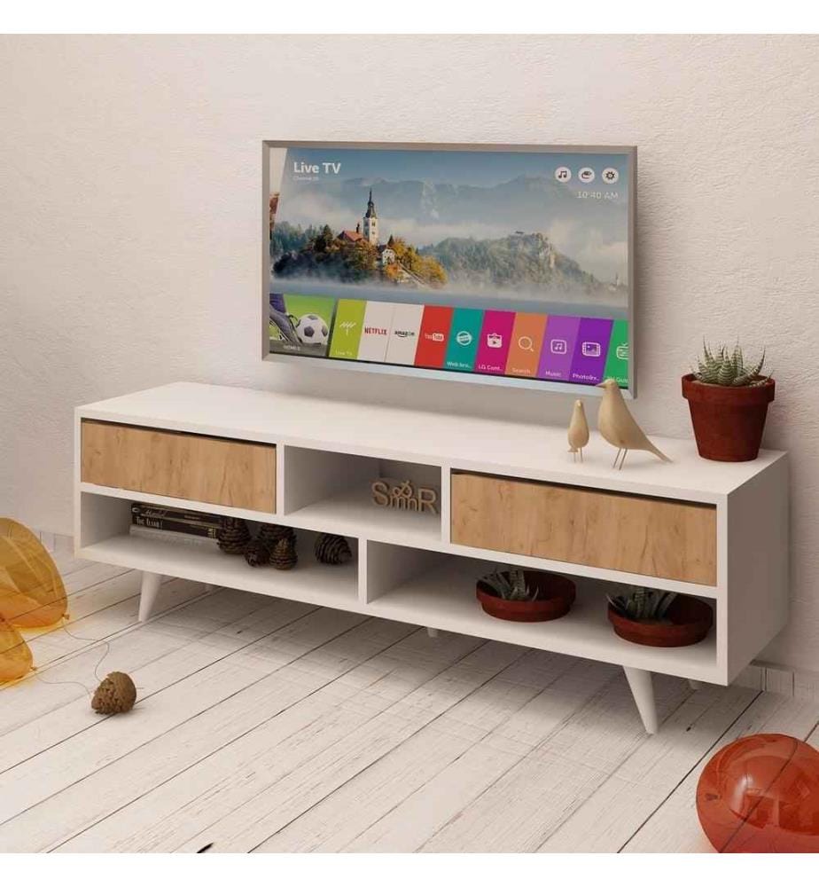 TV-Ständer, Eiche weiss, melaminbeschichtete Spanplatte