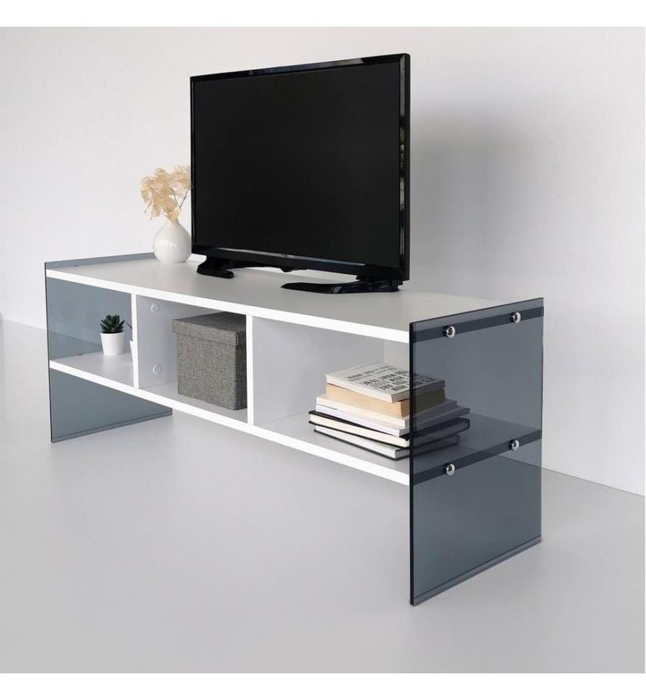 Meuble TV, fumée blanche, panneau de particules mélaminé