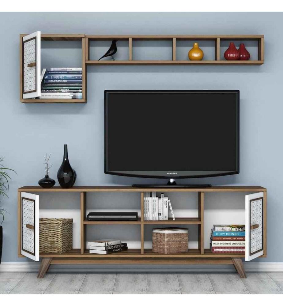 TV-Element, Nussbaum weiss, Melaminbeschichtete Spanplatte