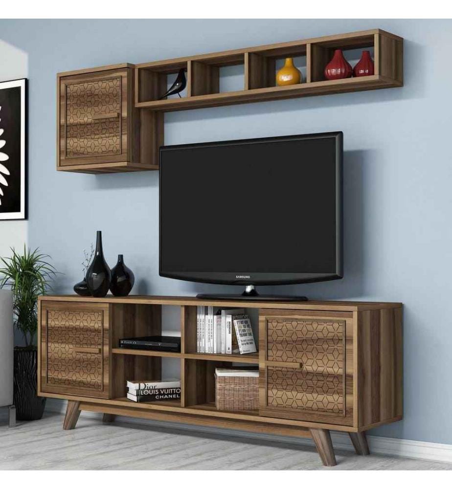 TV-Element, Nussbaum, Melaminbeschichtete Spanplatte