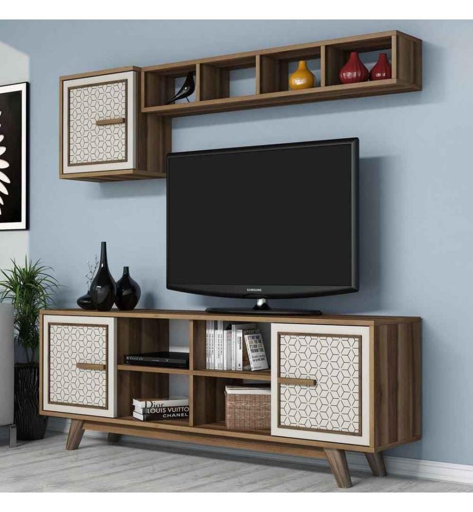 TV-Element, Nussbaum creme, Melaminbeschichtete Spanplatte